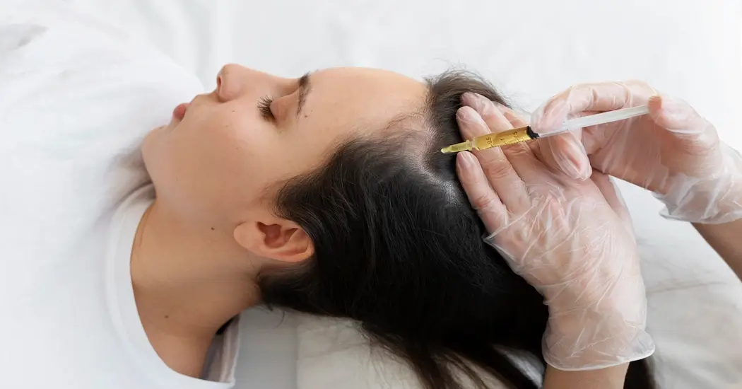 Woman receiving scalp PRP treatment for hair loss in Jaipur